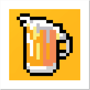 Pixel glass of beer Posters and Art